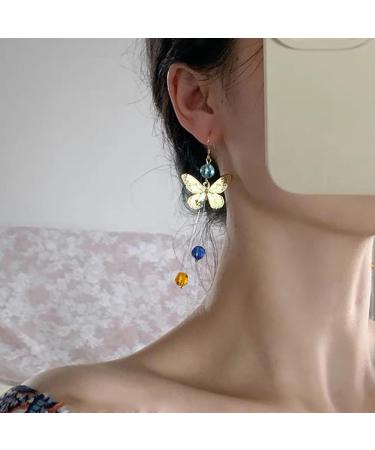 Feylie Elegant Yellow Butterfly Pendant Earrings | Stylish Acrylic Dangle Earrings for Women & Girls - Buy Online on GoSupps.com