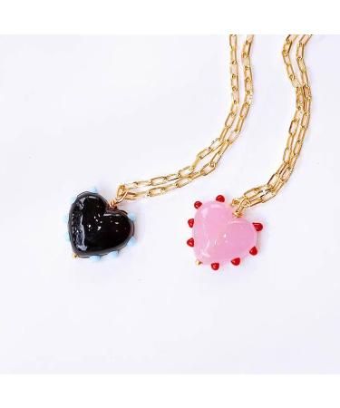 SOUTHJIELING Exquisite Glaze Pendant Necklace | Handmade Alloy | Adjustable Chain for Party & Daily Wear | Elegant Black Accessory - Buy Online on GoSupps.com