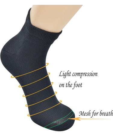 Yomandamor Men's Seamless Diabetic Compression Socks - 5 Pairs, Black, Size 10-13 - Buy Online on GoSupps.com
