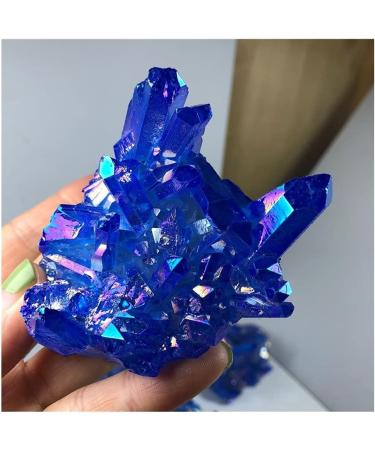 Crystal Rough Natural Crystal Rough Stone Crafts Crystal Cluster Specimen Blue Angel Aura Flower Natural Electroplating Gemstone Quartz Cluster (Size : 100-150g) - Buy Online on GoSupps.com