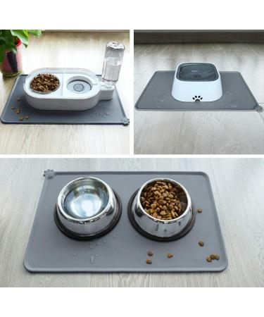 Joytale Silicone Waterproof Pet Bowl Mat - Large 21x14 or Medium 18.5x12 - Non Slip Bowl Placemat for Dogs and Cats - Grey - Buy Online on GoSupps.com
