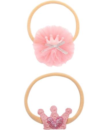 Baby Girls Nylon Bow Flower Tiara Headbands for Newborn Toddlers - 10 pcs Set in Pink - Buy Online on GoSupps.com