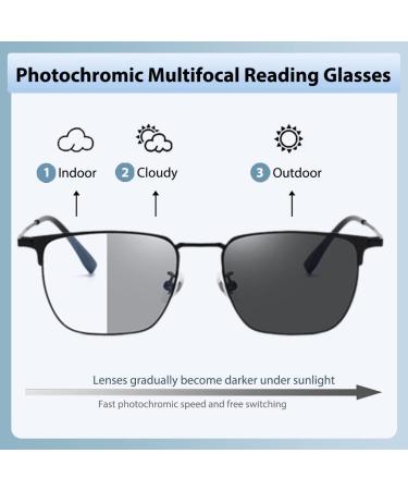 Photochromic Progressive Multifocus Reading Glasses for Men - Anti Blue Light Transition Multifocal Sunglasses Clear 3.0x - Shop Internationally - Buy Online on GoSupps.com