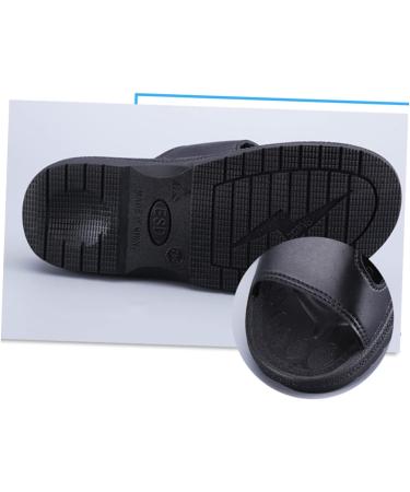 Veemoon Black Leather Slides - Anti-static Couple Slippers and Work Shoes - Buy Online on GoSupps.com