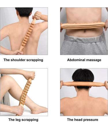 Wood Scratch Back Massage Roller - Two-Row 20 Pearl Lymphatic Drainage Device for Neck & Back Relief - Buy Online on GoSupps.com