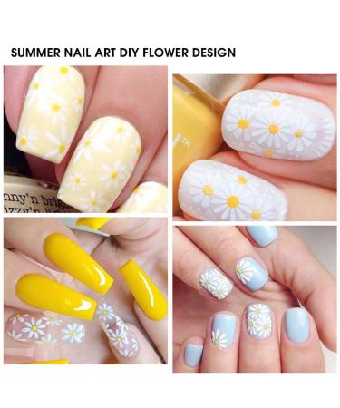 Daisy Nail Art Stickers Decals - 12 Sheets Water Transfer Flower Designs for Acrylic Nails - Summer Manicure Decoration - Buy Online on GoSupps.com