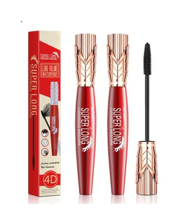 Yanqina Super Long Mascara 4d Long Curling Hold Makeup Mascara Long Lasting Curling Mascara to Build Fuller Lashes Waterproof Sweat Proof Mascara Non-Smudge (2pcs)