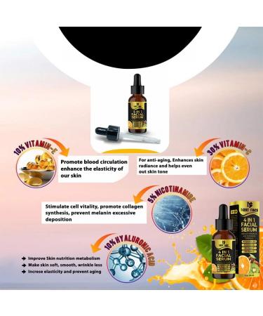 Organic Vitamin C Serum For Face & Hyaluronic Acid. Anti-Aging Wrinkles Dark Spots Brightening Facial Serum With 30% Vitamin C 5% Niacinamide 10% Vitamin E Serum 4 In 1 Vitamin C. - Buy Online on GoSupps.com