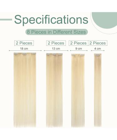 Clip in Hair Extensions Real Human Hair 8 Pieces Hair Extensions Clip in 16" Clip in Hair Extension Human Hair 65g Human Hair Extensions (Thin Weft) #613 Bleach Blonde - Buy Online on GoSupps.com