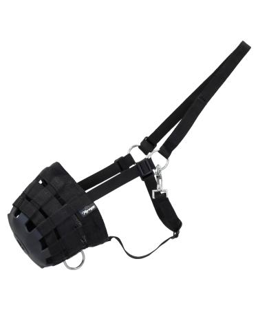 Marengos - Fressbremse Horse & Pony |Muzzle with food protection |To control grass consumption & in the event of illness |Steplessly adjustable |Wicker muzzle in black for Shetty pony full and warm blood black Shetty