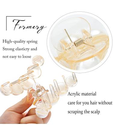 Set of 4 Pearl Hair Claw Clips - Fancy Acrylic Barrettes for Thick Curly Hair - Buy Online on GoSupps.com