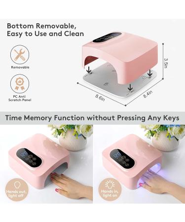 Rechargeable 72W Cordless Gel UV LED Nail Lamp - Wireless Professional Nail Dryer with Auto Sensor & Display - Quick Dry Curing Light for Nail Polish - Lightweight Pink Gift for Women - Buy Online on GoSupps.com