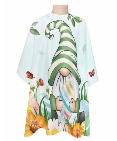 Watercolor Gnomes Barber Cape Salon Hair Cutting Cape for Women Men Kids Adults Haircut Cape with Adjustable Elastic Neckline Hairdressing Stylist Cape Accessories Eucalyptus Leaves Spring Flower Eggs