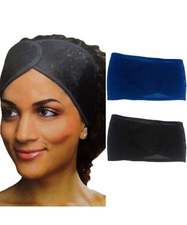 JONKY Facial Spa Headbands African Bath Foam Mesh Makeup Hair Wraps with Adjustable Magic Tape Breathable Non Slip Hair Bands for Women and Girls (Pack of 2)