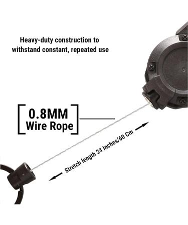 Outdoor Automatic Retractable Wire Rope Keychain - Heavy Duty Anti-Theft Tactical Keyholder for Camping, Fishing, Hunting - Black - Buy Online on GoSupps.com