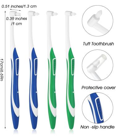 Buy WLLHYF 4 Pcs Tuft Toothbrush Set - Soft End-Tufted Brushes for Interdental Cleaning (2 Blue + 2 Green) - Ideal for Orthodontics & Detail Care - International Shipping Available - Buy Online on GoSupps.com