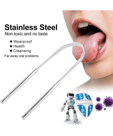 304 Stainless Steel Tongue Cleaner - Premium Oral Hygiene Tool | Dental Care Scraper (Silver) - Shop Internationally - Buy Online on GoSupps.com