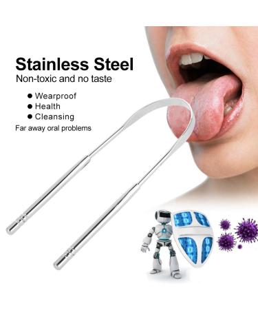 NATUDOCO Multi Scraper Tongue Cleaner | Professional Bad Breath Tool | Comfortable Domestic Care (Silver) - Buy Online on GoSupps.com