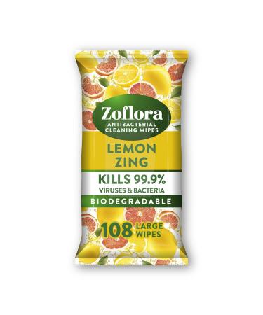 Zoflora Lemon Zing 108 Large Wipes Antibacterial Multi-surface Cleaning Wipes Convenient Quick Cleaning - Buy Online on GoSupps.com