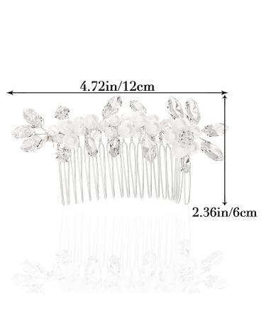 Brishow Silver Rhinestone Wedding Hair Comb with Pearl - Bridal Hair Accessories for Women and Girls - Buy Online on GoSupps.com
