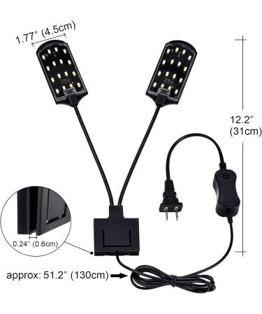 WEAVERBIRD Aquarium Light Double Head Model-X7 Gemini Fish Tank Light 15W 32 LED Planted Clip Lamp for 6mm Thick Fish Tanks - Buy Online on GoSupps.com