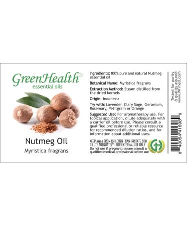 Nutmeg 1/6 fl oz (5 ml) Glass Bottle 100% Pure Essential Oil GreenHealth - Buy Online on GoSupps.com