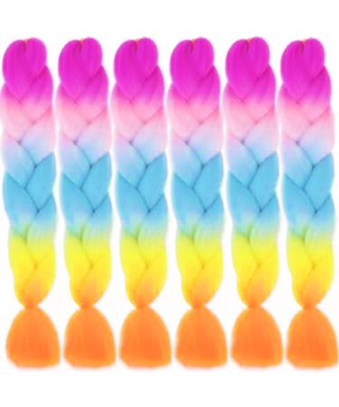LDMY Rainbow Jumbo Braiding Hair Extensions- 6pcs/pack 24Inch Braids Extensions Kanekalon Synthetic Hair for Women 100g/pc 33 - Buy Online on GoSupps.com