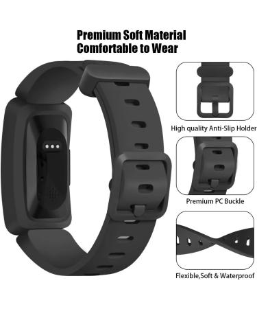 KOLEK Bands Compatible with Fitbit Ace 2 for Kids Soft Silicone Waterproof Bracelet Accessories Sports Watch Strap Wristbands Replacement for Fitbit Ace 2 Boys Girls Black 1-Black - Buy Online on GoSupps.com