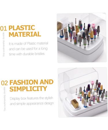 Healeved Grinding Head Cleaning Box Nail Bits Nail Grinding Head Holder Nail Salon Product Reusable Nail Drill Bit Nail Room Accessories Charm Holder Plastic Storage Rack Women's Ceramics - Buy Online on GoSupps.com