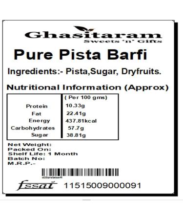 Ghasitaram Gifts Diwali Gifts Sweets- Pista Barfi Besan Barfi and English Brittle Chocolates in White Box Diwali Pista Barfi Besan Barfi & Brittle in Box - Buy Online on GoSupps.com