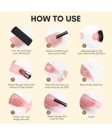 Saviland Poly Gel Nail Kit - 6 Colors with UV lamp, Base, Top Gel, Slip Solution, Dual Forms, Tools - Beginner Nail Extension Set for Home & Salon Use - Gold/White/Black Poly Gel Kit 04 - Buy Online on GoSupps.com