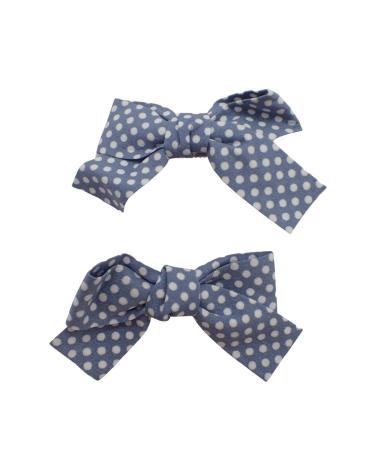Topkids Accessories 2pc Hair Bows Set Stylish Fashion Cute Bow Hair Clips Alligator Beak Bow Hair Slides Party Festival Hair Accessories Girls Children's Women's Wedding (Blue Polka Dot)