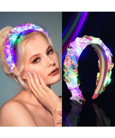 Vakkery Light Up Headband LED Flash Glowing Hair Bands Headbands Laser Hair Hoop for Nightclub Costume Headwear Festival Party Hair Accessories for Women