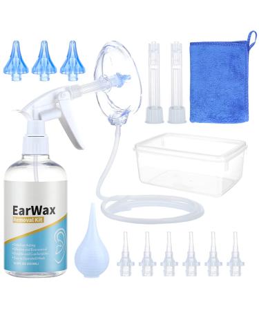 Ear Wax Removal Tool Kit Reusable Complete Easy Safe Ear Cleaner Tool Effective Home Ear Wash Bottle System Tool Kit for Kids Adults Elders - Includes Ear Muff Replacement Nozzle Towel