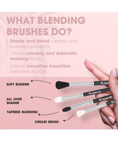 Pro Blending Brush Set - Smoky Eye Shadow Contour Kit - 4 Essential Shapes - Best Choice Crease All Over Shader Tapered Soft Blender - Shading & Blending of Eyeshadow Makeup Cream Powder Highlighter - Buy Online on GoSupps.com