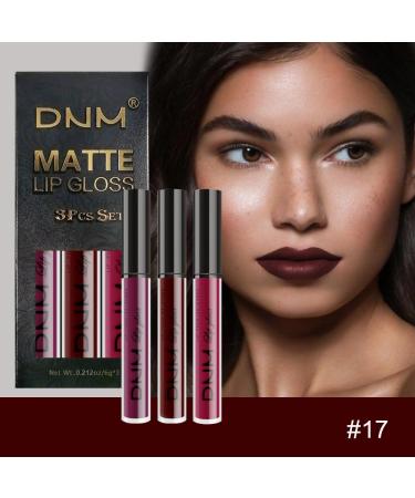 DNM 3Pcs Matte Liquid Lipstick Set - Dark Red Purple Plum Long-Lasting Waterproof 24HR Lip Stain for Women - A-3Pcs Set - Buy Online on GoSupps.com