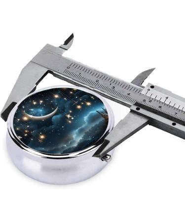 Portable 3 Compartment Pill Box - Nightsky Hanging Moon & Stars - Travel Medicine Organizer - Unique Gift for Vitamins & Fish Oil - Metal Pill Case for Purse & Pocket - Buy Online on GoSupps.com