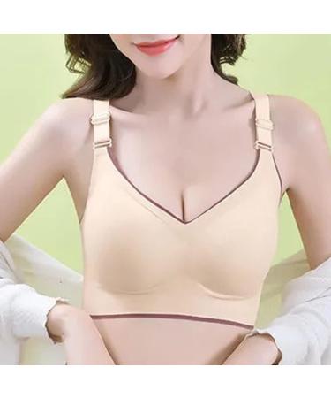 Routinfly Women's Comfort Push-Up Sports Bra - Stretch Underwear Cross Back Soft Bralette in Beige for Ultimate Wellbeing - Buy Online on GoSupps.com