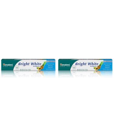 Himalaya Bright White Toothpaste Fluoride Free to Reduce Plaque & Whiten Teeth 6.17 oz (Pack of 2)