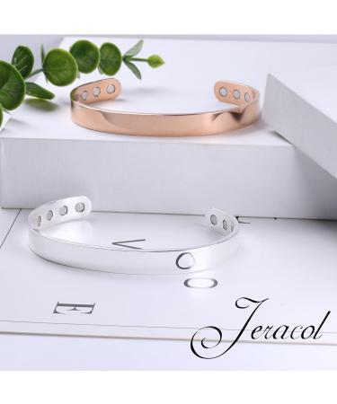 Jeracol Copper Magnetic Bracelet - Adjustable Cuff Bangle with 8 Magnets - Men Women - Simple Style - Gift Box Included - Buy Online on GoSupps.com