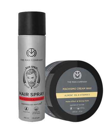 The Man Company Hair Styling Wax & Spray Combo Strong Hold Long Lasting Matte Look & Instant Grip Natural Shine Non-Stick Ultra Hard