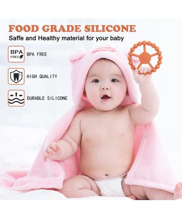BPA Free Silicone Baby Teething Toy for 0-12 Months - Soft & Easy Grip Teething Ring to Soothe Gums (Light Red) - Buy Online on GoSupps.com