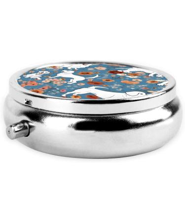 Sweet Basset Hound Florals Round Pill Box | 3 Compartment Mini Portable Travel Organizer | Decorative Pocket Purse Medicine & Vitamin Holder - Buy Online on GoSupps.com