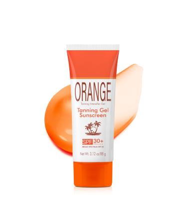 Orange Tanning Gel Sunscreen SPF 30+ Hydrating Balm-to-Oil Bronzing Formula with Coconut Oil Vitamin E & A Non-Greasy Sunblock for Smooth Glowing Skin 3.12 oz (1)