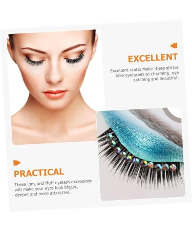 minkissy 40 Pairs Diamond False Eyelashes False Eyelashes with Rhinestones Volume Cat Eye Performance Eyelash Lashes Long Fake Lash Chemical Fiber Hard Stem Cosmetic Cosplay - Buy Online on GoSupps.com