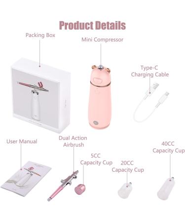 Airbrush with Compressor Kit Portable Makeup Airbrush Set Rechargeable Handheld Cordless Multi-purpose Airbrush Makeup for Deep Moisturizing Face Spa Moisture Oxygen Sprayer (Pink) - Buy Online on GoSupps.com