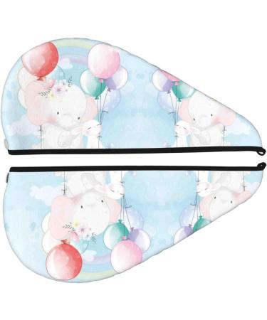 Buy Cute Elephant Bunny Flying Balloon Microfiber Hair Towel | Super Absorbent Coral Velvet Wrap for Long Curly & Thick Hair - Buy Online on GoSupps.com
