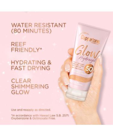 Coppertone Glow Hydragel SPF 50 Sunscreen Lotion - Shimmer, Water-Resistant, Broad Spectrum UVAUVB Protection, Non-Greasy, 4.5 Fl Oz - Buy Online on GoSupps.com