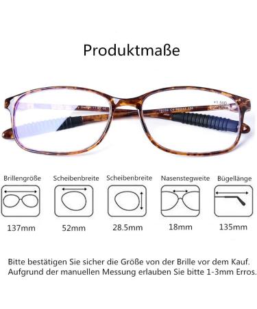 DOOViC Blue Light Filter Computer Reading Glasses for Unisex TR259-C - C5 Brown Tortoiseshell (2.75x) - 9 Colors Available | Shop Now - Buy Online on GoSupps.com