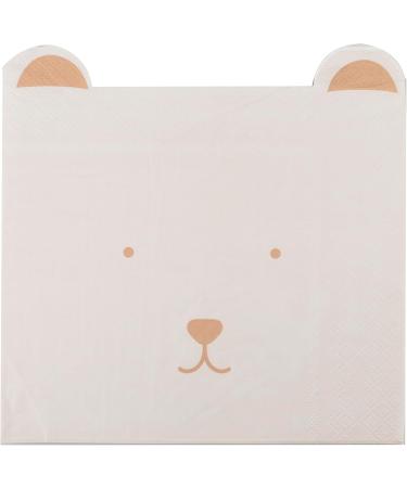 Ginger Ray White Baby Shower Napkins with Teddy Bear Ears - 16 Pack Tableware | Neutral Theme - Buy Online on GoSupps.com